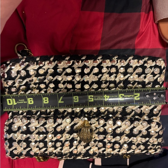 Kurt Geiger Black and Gold Floral Shoulder Bag - Picture 7 of 10